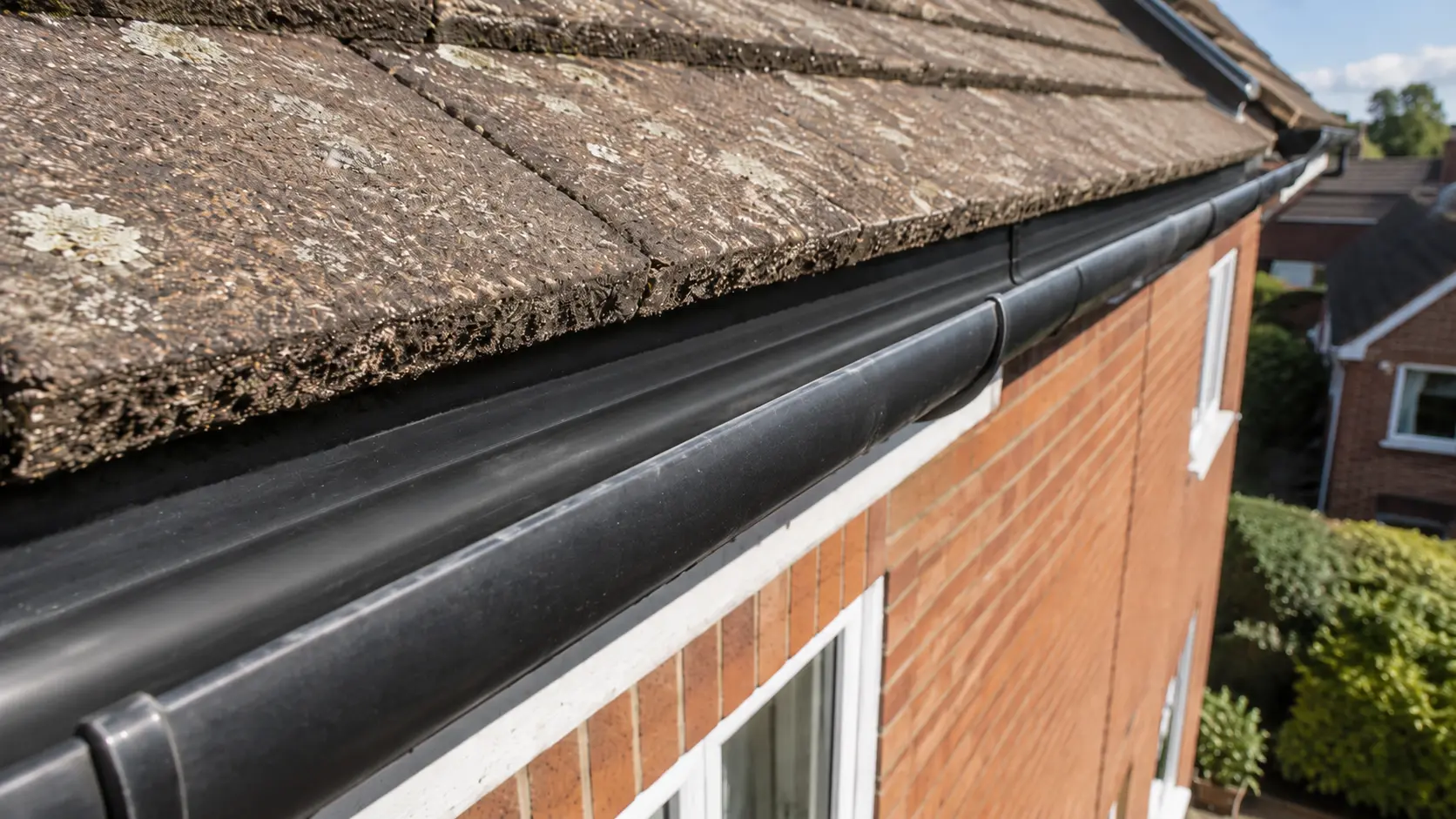 Before and after of gutters cleaned.